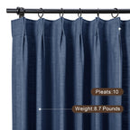 Twopages Extra Long Double Layer Pinch Pleated Curtain For Living Room, Linen Room Darkening Light Filtering Lined Curtain Windo