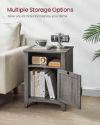 Vasagle Farmhouse Nightstand With Barn Door, Set Of 2, Bedside Table With Storage, Side End Table, Night Stand With Open Compartment, For Bedroom, Misty Gray Ulet809G68