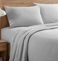 Flannel Sheets Full Warm And Cozy Deep Pocket Breathable All Season Bedding Set With Fitted With Full Elastic & Built In Corner Sheet Straps, Flat And Pillowcases, Full, Silver