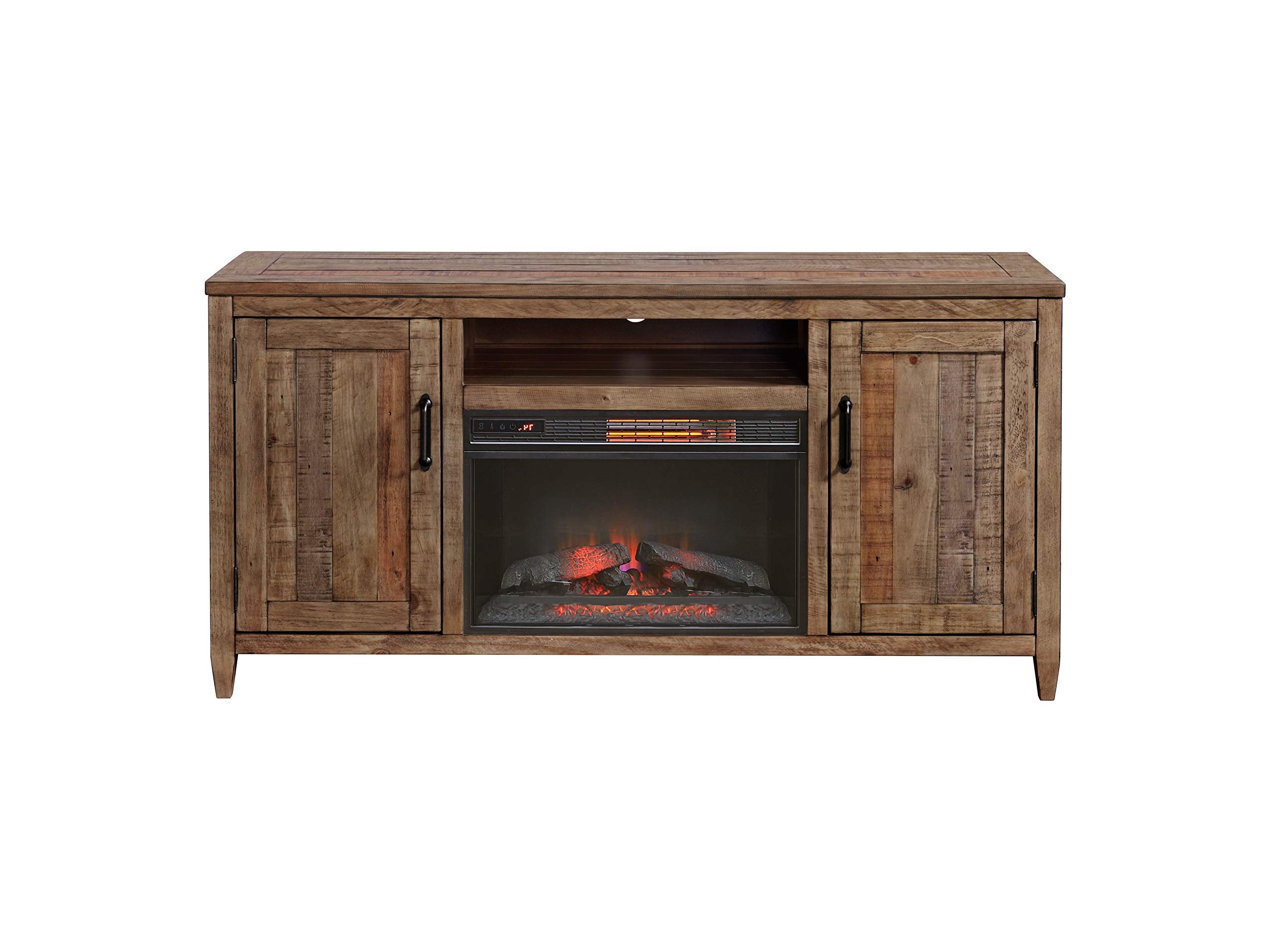 Martin Svensson Home Napa 65&quot; Solid Wood Tv Stand With Electric Fireplace, Natural