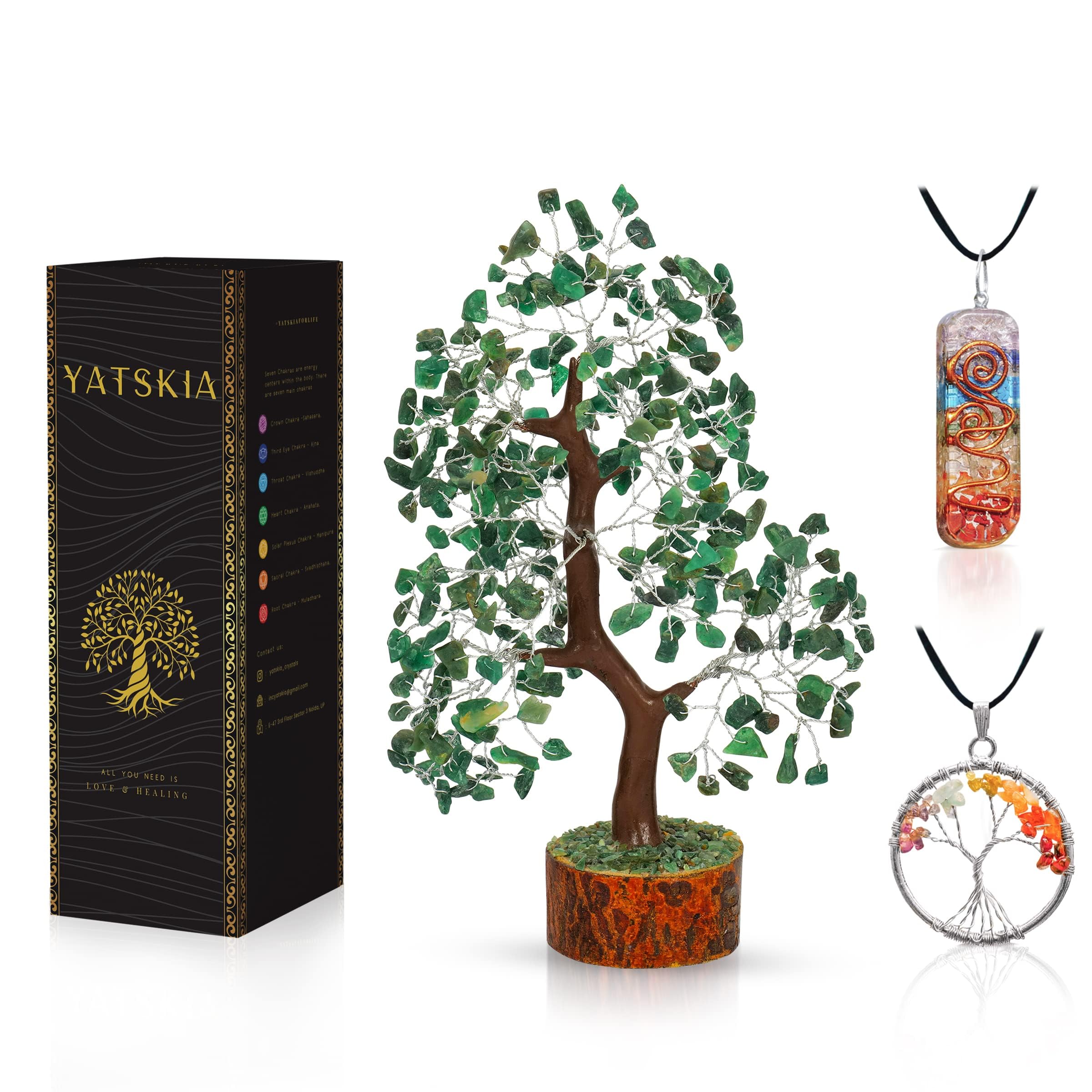 YATSKIA Green Aventurine - Money Trees, Chakra Crystalsm Crystal Trees as Home Decor, Healing Crystals, Tree for Home, Crystal G