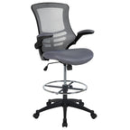 Flash Furniture Kelista Mid-Back Swivel Office Chair with Adjustable Seat Height, Ergonomic Mesh Desk Chair with Flip-Up Armrests, Dark Gray