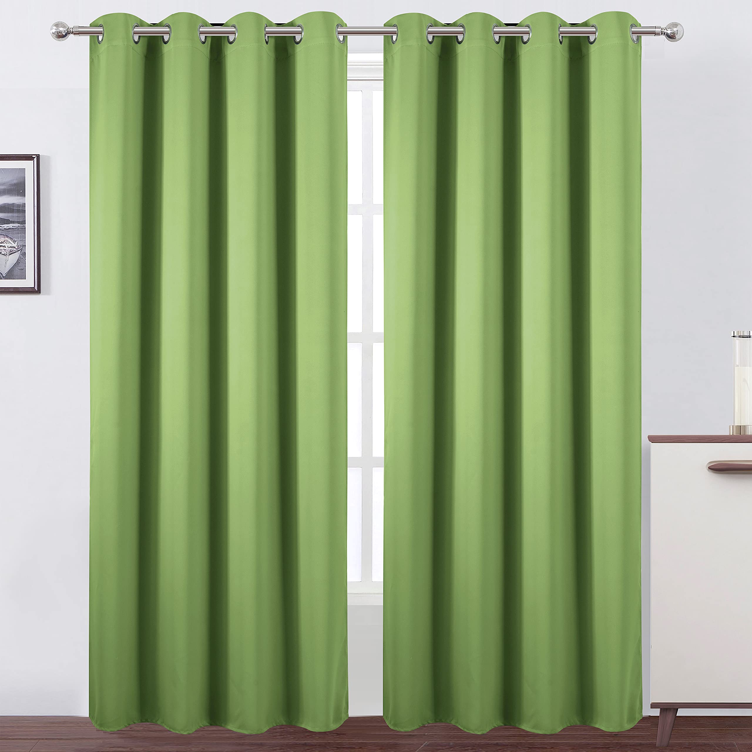 Lemomo Blackout Curtains 66 X 84 Inch/Light Green Curtains Set Of 2 Panels/Thermal Insulated Room Darkening Bedroom Curtains