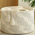 KAKAMAY Large Blanket Basket (20x13),Woven Baskets for storage Baby Laundry Hamper,Cotton Rope Blanket Basket for Living Room, L