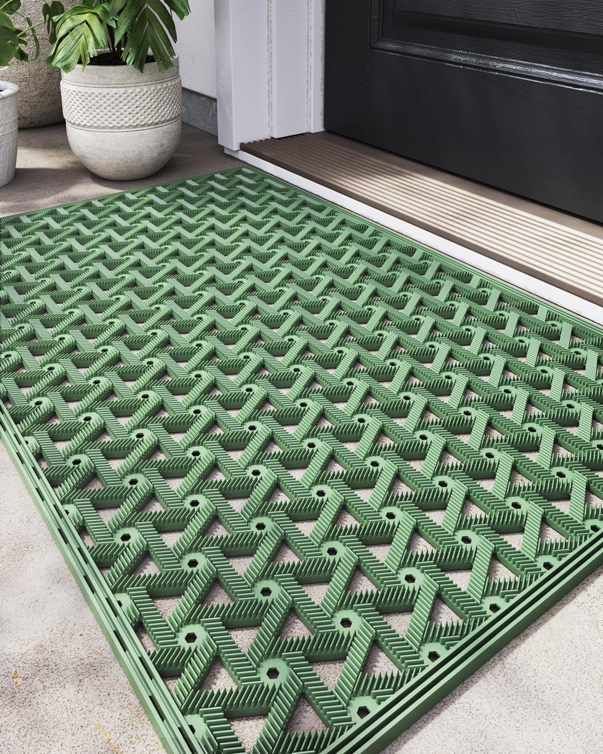 Dexi Front Door Mats For Entryway, Low Profile Non Slip Doormat Outside, All Weather Dirt Trapping Waterproof Welcome Entrance M
