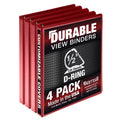Samsill Durable 0.5 Inch Binder, Made In Usa, D Ring Binder, Fsc 100% Recycled Chipboard, Red, 4 Pack