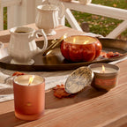 Thymes Pumpkin Laurel Candle Tin With Gold Lid - Fall Scented Candle With Notes Of Nutmeg, Cinnamon, Clove, Pumpkin, And Orange