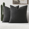 Futei Pack Of 2 Dark Grey Boucle Accent Decorative Throw Pillow Covers,20X20 Inch Soft Solid Textured Cushion Case,Home Decor Fo