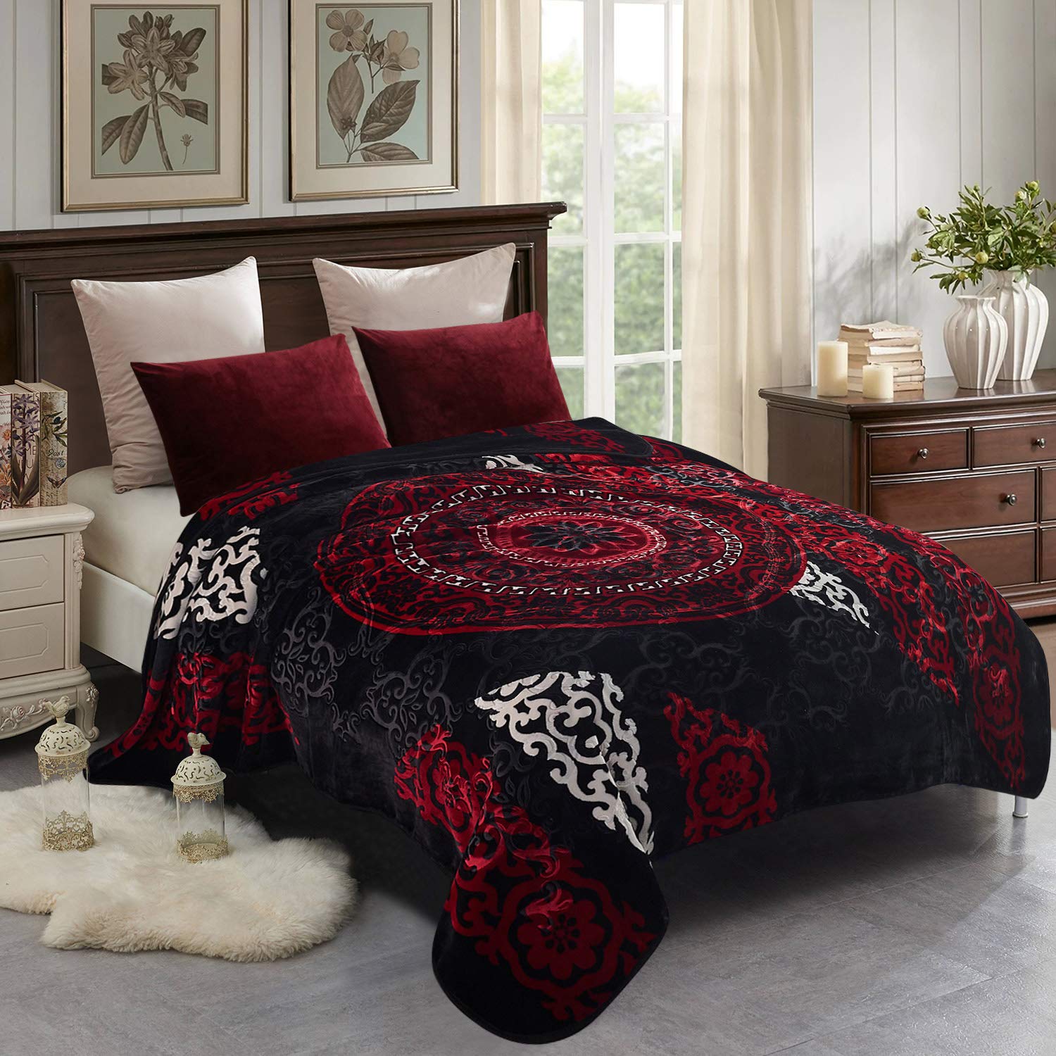Jml Fleece Blanket King Size, Heavy Korean Mink Blanket 85 X 95 Inches- 9 Lbs, Single Ply, Soft And Warm, Thick Raschel Printed