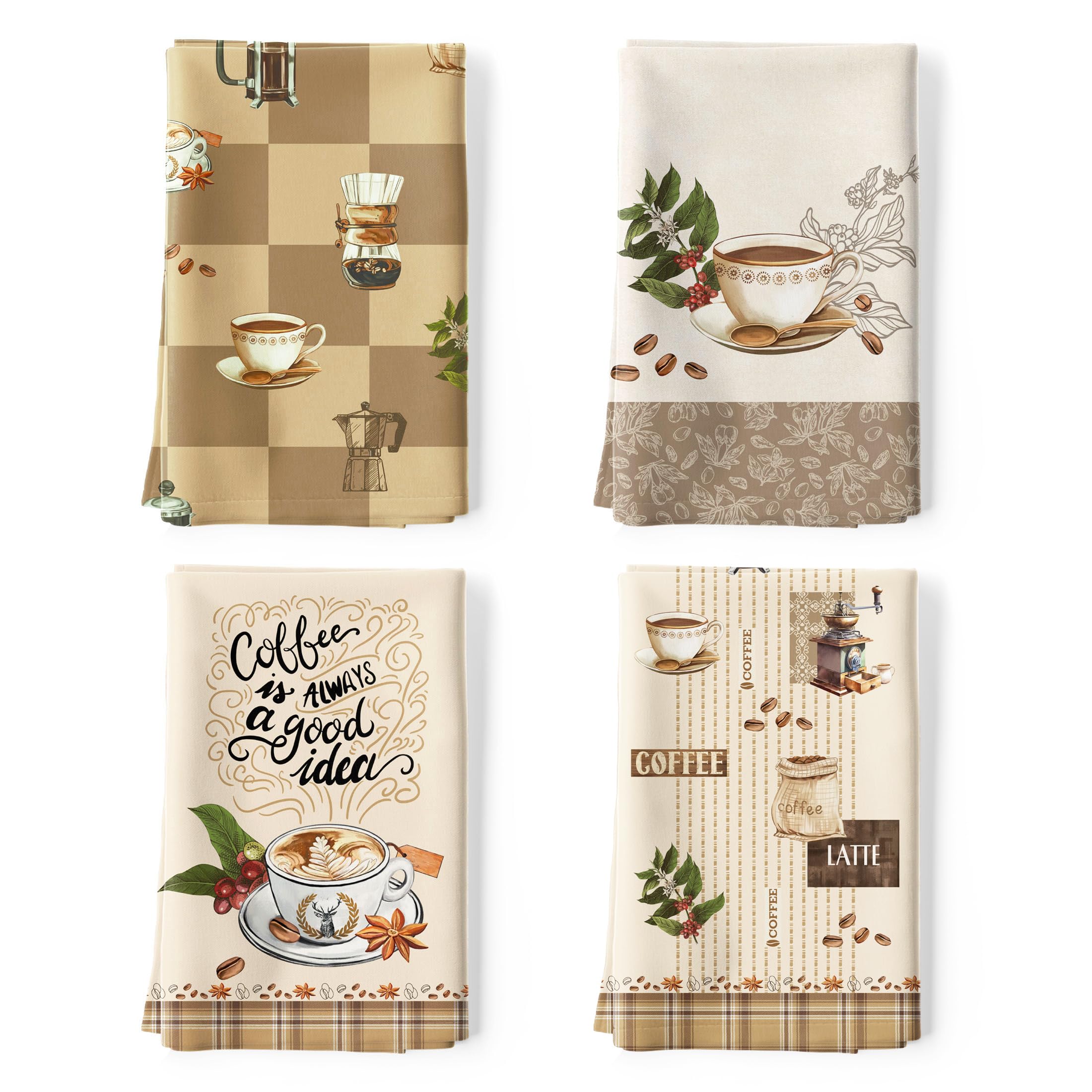 Arquiel Coffee Kitchen Towel 100% Cotton Quick Dry Dish Towels 20 x 27.5inch, Dishcloth Hand Towels for Housewarming Gifts Dinin