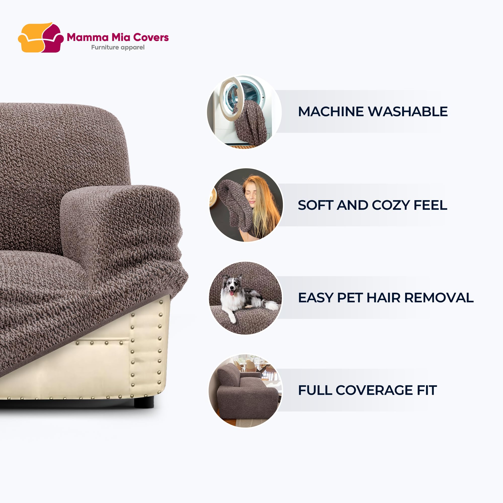 Paulato By Ga.I.Co. Loveseat Slipcover - Oversized Chair Cover - Stretch Couch Cover - Cushion Love Seat Sofa Cover - Soft Fabri