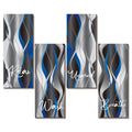 Qunclay Set of 4 Blue and Black Striped Bathroom Wall Art Grey and White Relax Soak Unwind Breathe Wall Art Farmhouse Rustic Woo