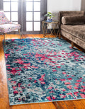 Unique Loom Jardin Collection Colorful, Vibrant, Abstract, Modern Area Rug, 9 x 12 ft, Blue/Pink