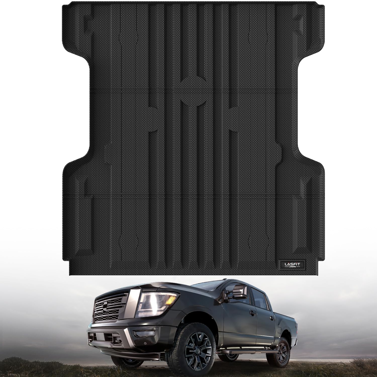 Lasfit Bed Mat For Nissan Titan 2004-2024 5.6Ft/66.2 Inchs (Not Fit Equipped Truck Bed Storage), All Weather Tpe Custom Fit Easy