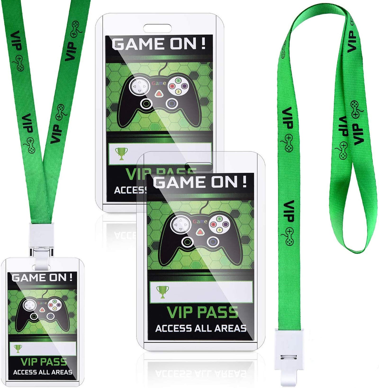 16 Pieces Video Game Party Favors Gamer Party Favors Video Game Vip Pass Holder Tickets Gamer Party Vip Pass Lanyards for Game T
