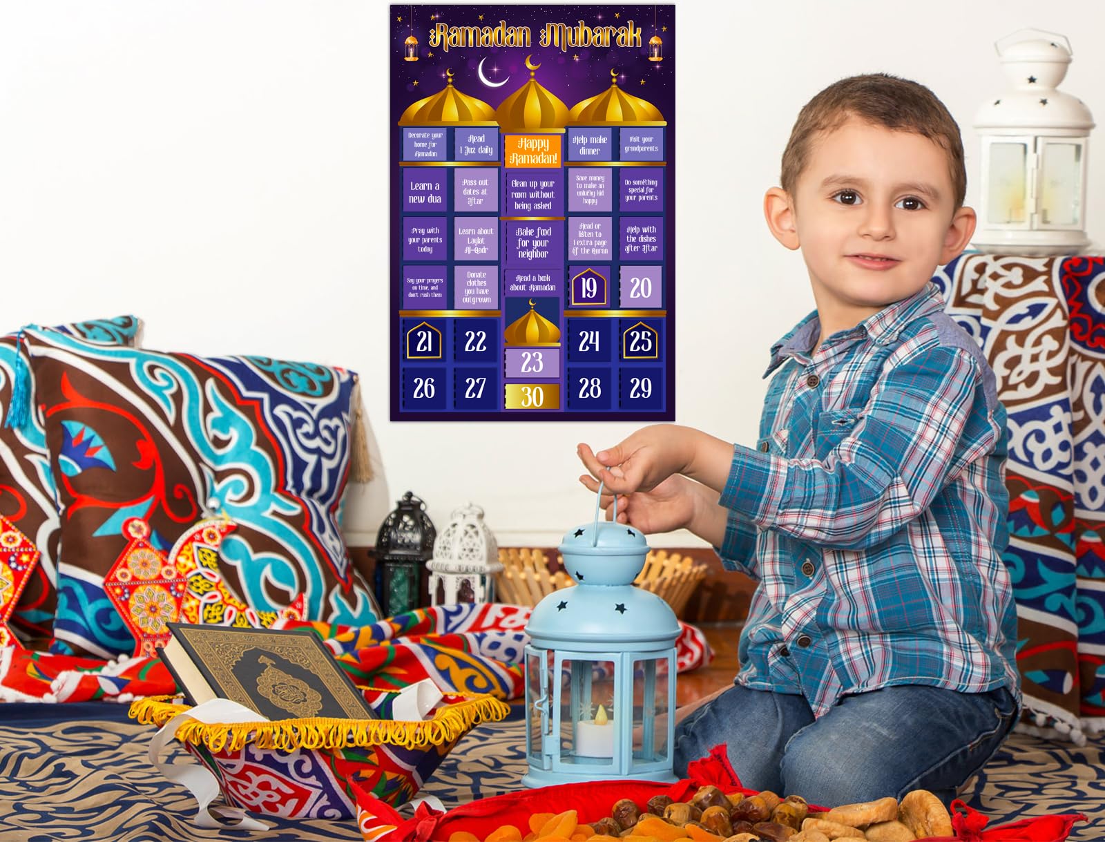 Flyab Ramadan Advent Calendar 2024 Ramadan Calendar Eid Ramadan Mubarak Countdown Calendar 30 Days Window Page Eid Ramadan Calen