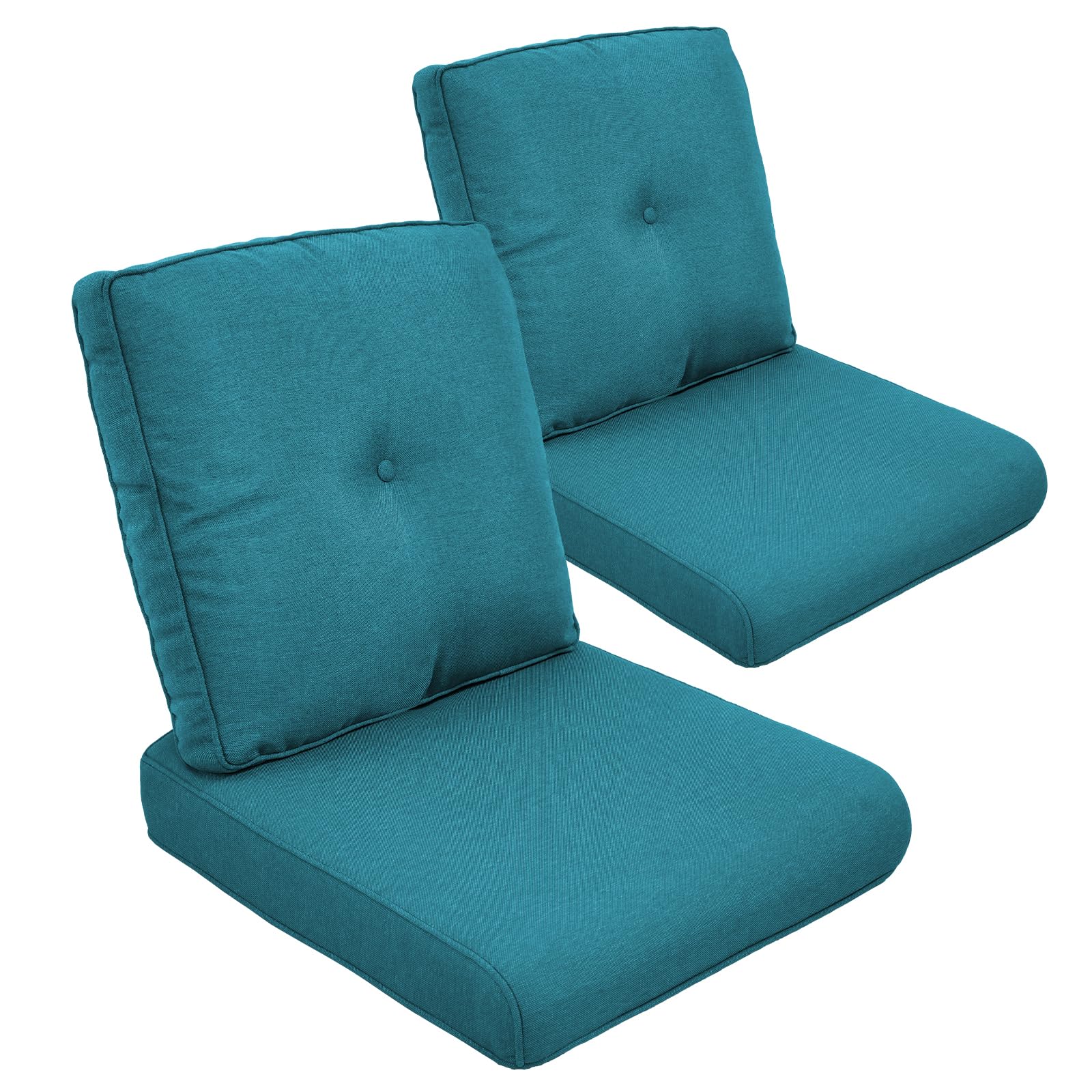 Outdoor Wicker Chair Cushions Set Of 2 - Outside High Back Thick Water-Resistant Cushion 22X24 With Zipper Cover For Patio Glide