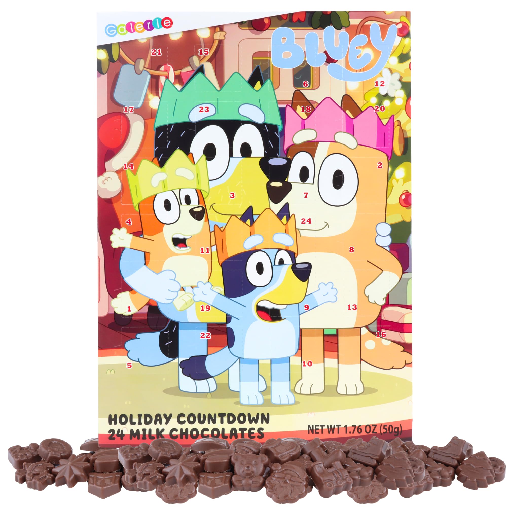 Galerie Bluey Advent Calendar, Countdown To Christmas 2023, 24 Days with Chocolate, 1.76 Ounces
