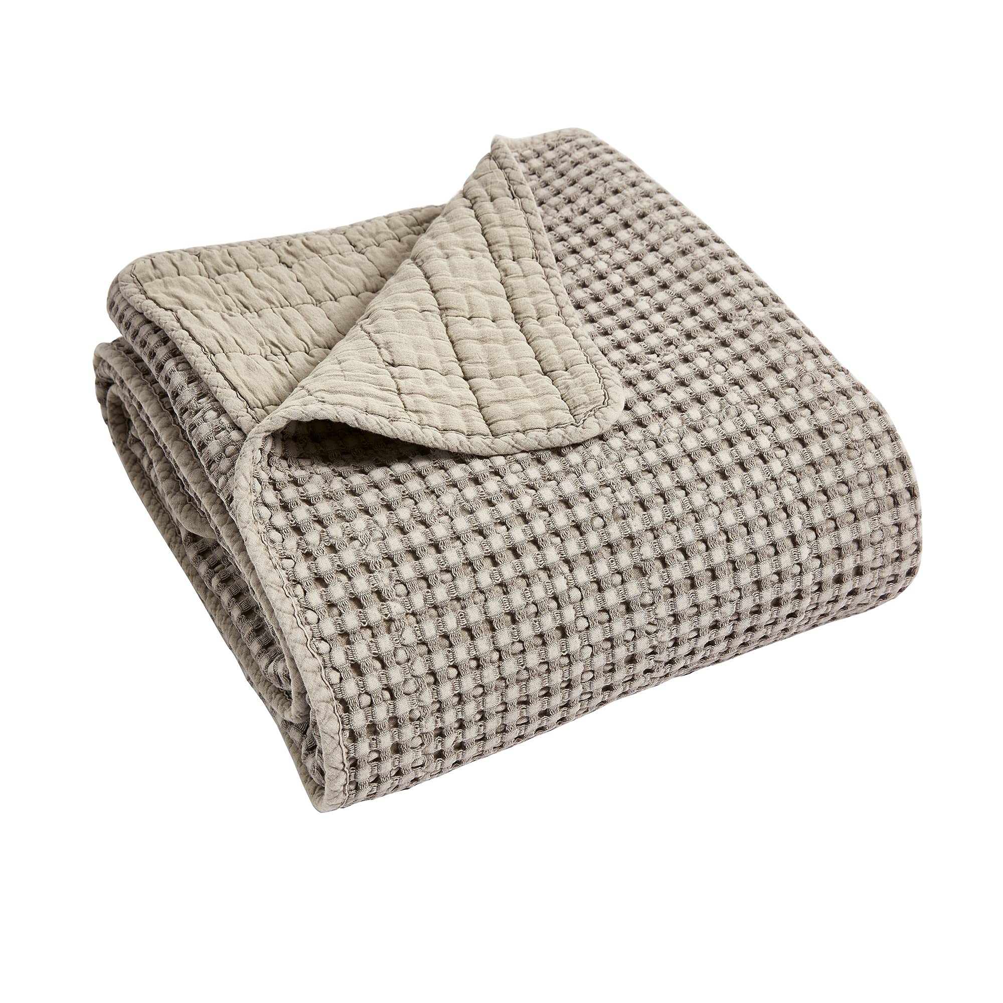 Levtex Home - Mills Waffle - Throw - Taupe Cotton Waffle - Throw Size 50 X 60In.