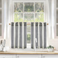 DriftAway Kitchen Curtains Striped Tier Linen Short Curtains Pinstripe Cafe Curtains 36 Inch Length for Living Room Bathroom Chr