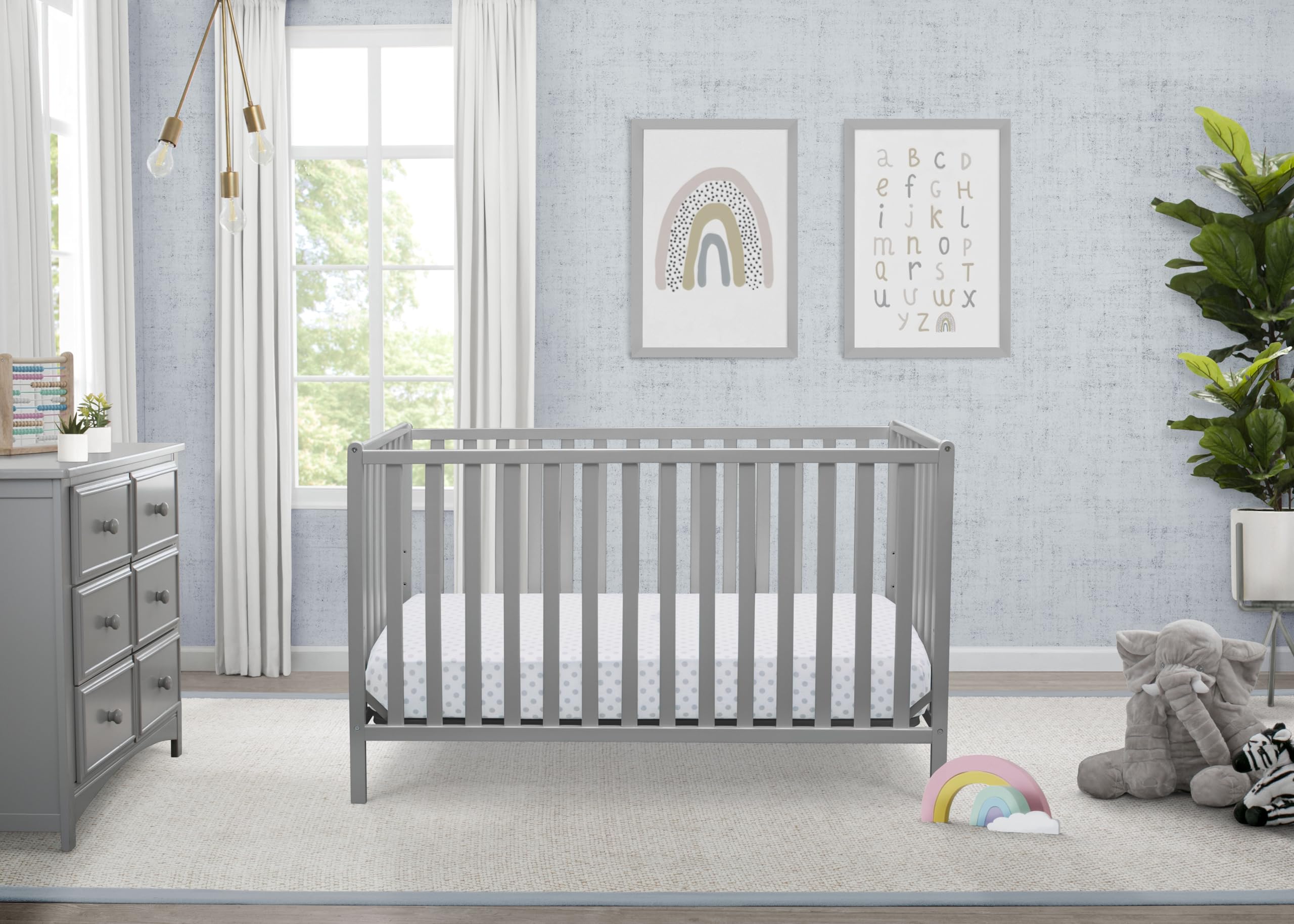 Delta Children Heartland 4-In-1 Convertible Crib - Greenguard Gold Certified, Grey