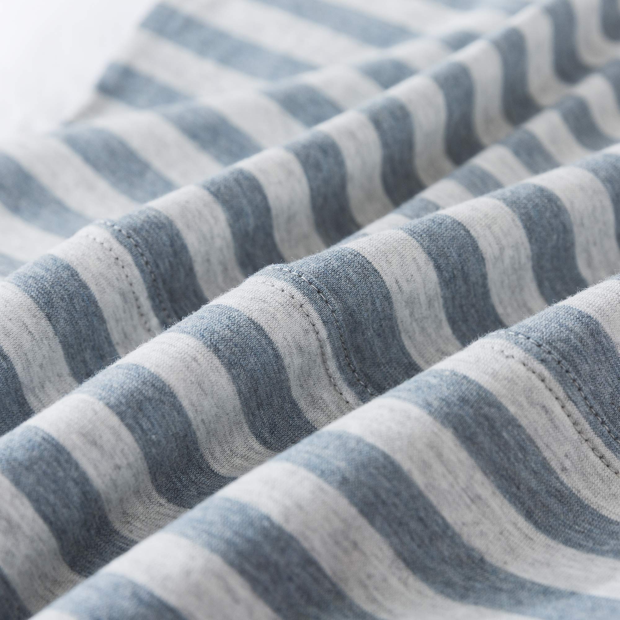 H Household Pillowcases, 100% Cotton Jersey Knit, Soft And Cozy, Wrinkle, Stain Resistant With Envelope Closure (Blue Stripe, Qu