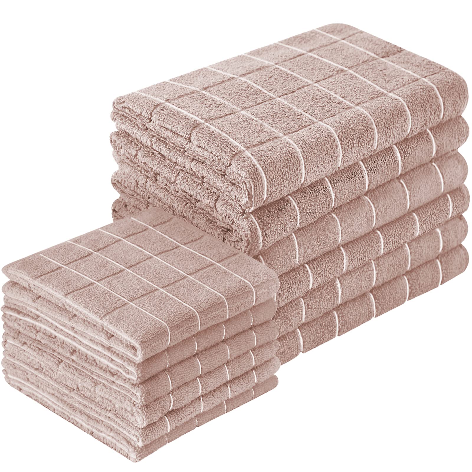 Puomue Microfiber Kitchen Towels and Dishcloths Set, 26 X 18 Inch and 12 X 12 Inch, Set of 12 Bulk Lint Free Dish Towels for Dry