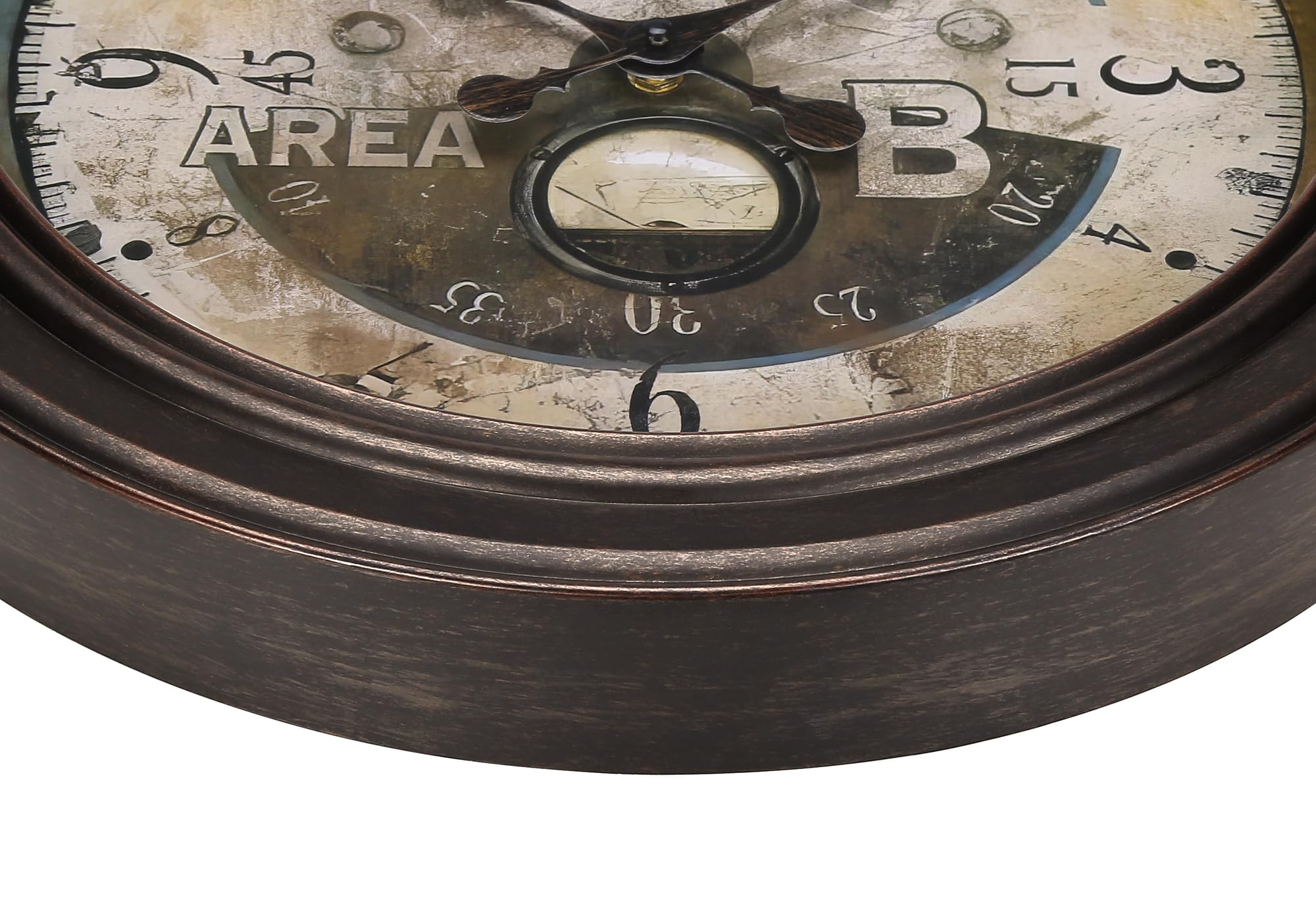 Monarch Specialties I 9090 Clocks, 18' Round, Wall Clock, Antique Brown, Traditional