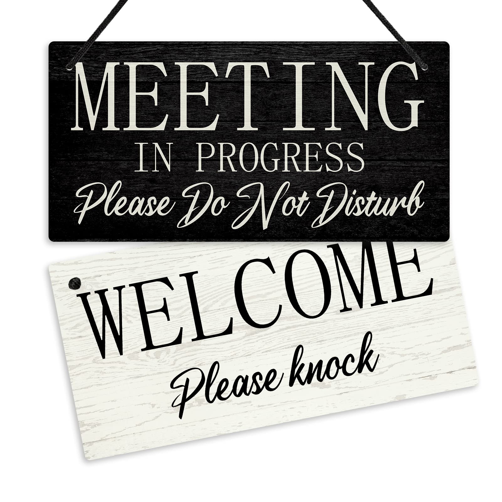 Putuo Decor Meeting In Progress Please Do Not Disturb Door Sign, Reversible Double Sided Sign For Business, Office, 10X5 Inches
