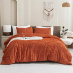 Andency Burnt Orange Queen Size Comforter, Terracotta Boho Fall Lightweight Fluffy Bedding Set & Collections For Queen Bed, 3 Pieces Rust Tufted Design Bed Set (90X90Inches, 2 Pillow Shams)