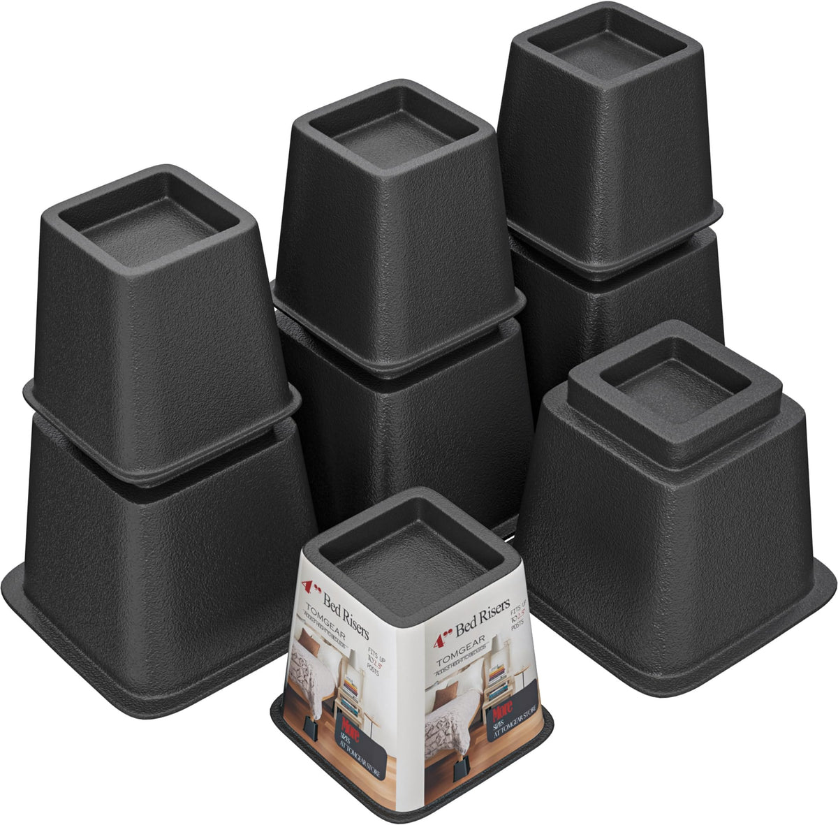 Bed Risers 9 Inch, Heavy Duty Bed Lifts In Heights Of 4, 5 Or 9 Inches, Stackable Risers For Sofa, Couch, Chair, Desk, Sofa, Tab