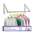 Double Foldable Clothing Rack w/ Extension Rod, WallMounted Retractable Clothes Hanger for Laundry Dryer Room, Hanging Drying R