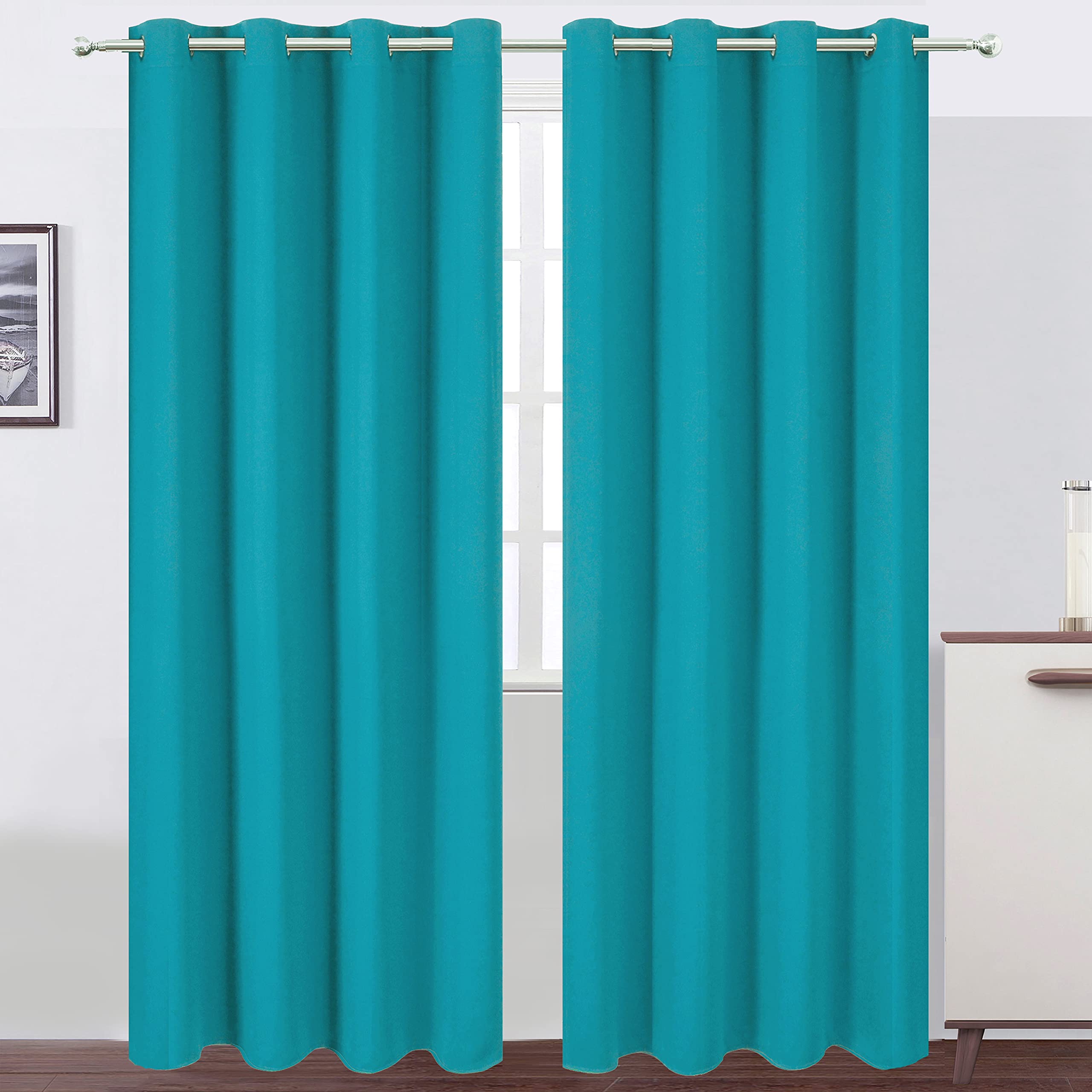 Lemomo Blackout Curtains 66 X 84 Inch/Teal Curtains Set Of 2 Panels/Thermal Insulated Room Darkening Bedroom Curtains