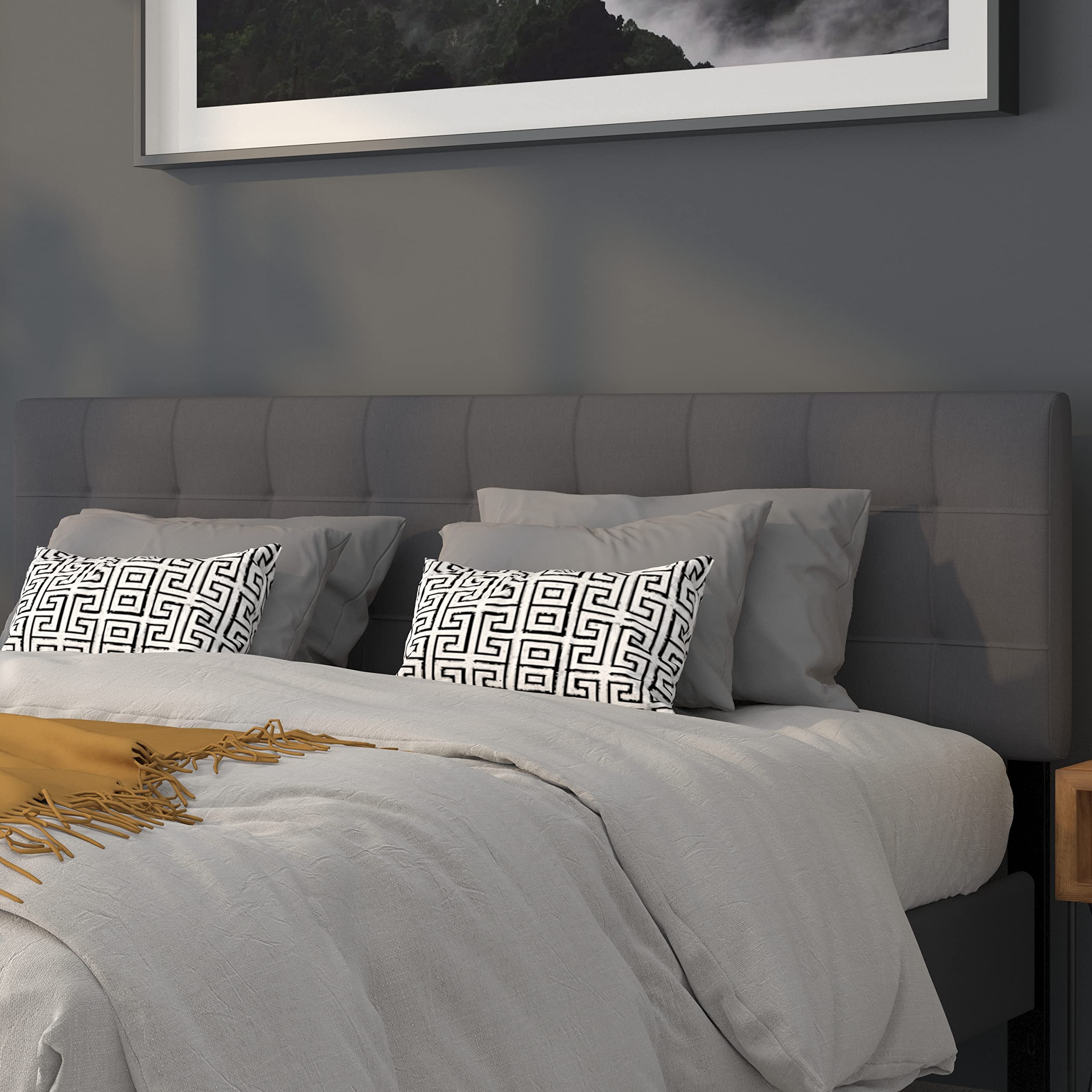 Flash Furniture Bedford Tufted Upholstered King Size Headboard In Dark Gray Fabric