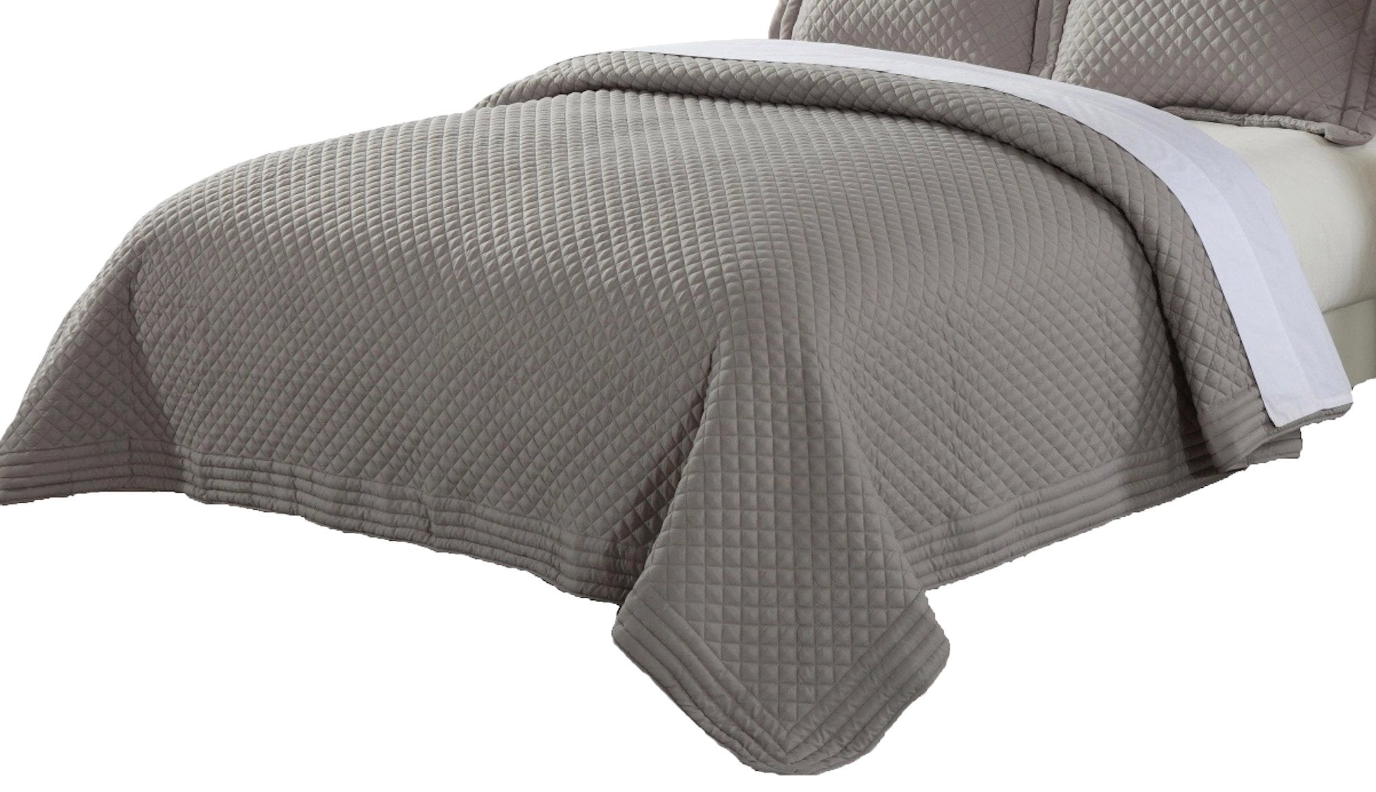 Lotus Home Diamondesque Water And Stain Resistant Microfiber Quilt, King, Silver