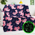 Bororo Axolotl Blanket Pink Glow In The Dark Blanket Axolotl Gifts Soft Cozy Cute Salamander Blanket Axolotls Toys Birthday Gift