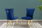 Best Quality Furniture SC360-367 Dining Chairs, Navy Blue/Gold