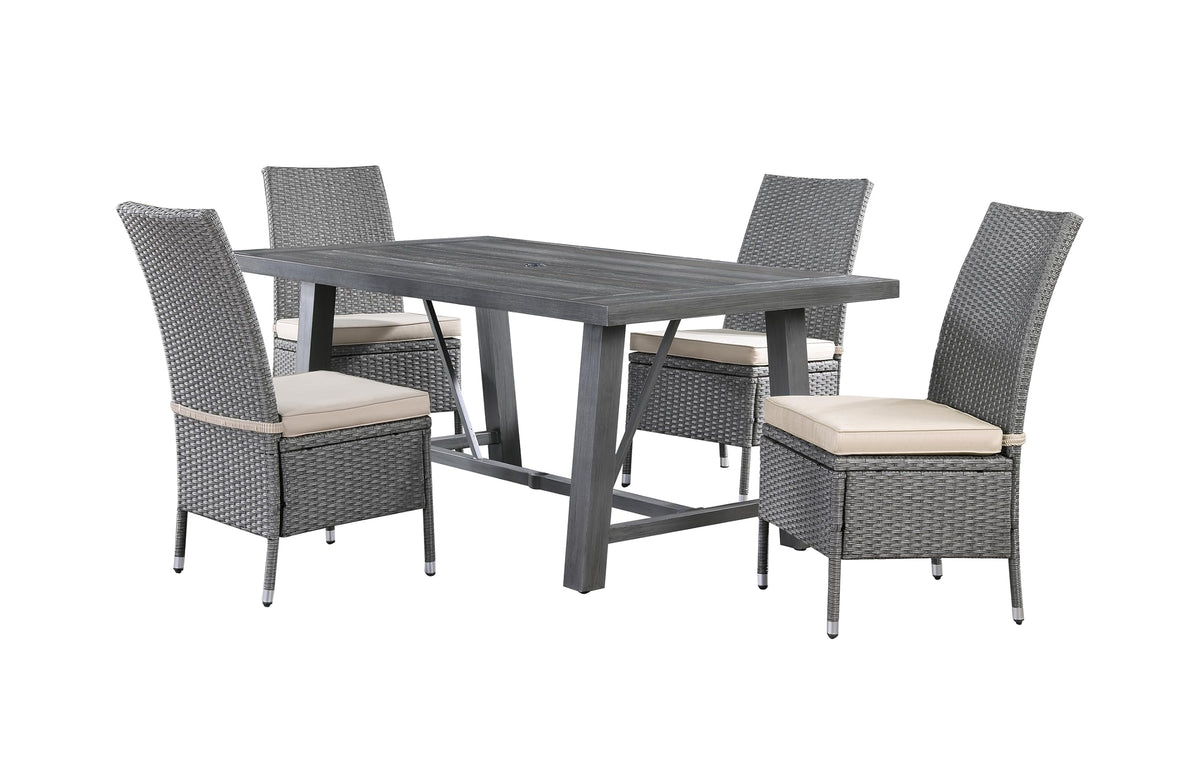 Best Quality Furniture D1000D5 Outdoor Patio Dining Set, Gray