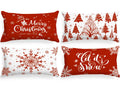 Lanpn Christmas Lumbar Throw Pillow Covers 12X24 Set Of 4, Merry Christmas Winter Xmas Snowflake Decorative Holiday Cushion Pill