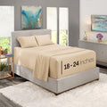 Nestl Extra Deep Pocket Sheets - Fits Mattress 18-24 Inches Deep, Extra Deep Pocket Twin Xl Sheets Sets, 4 Piece Twin Xl Size Sheets, Twin Xl Sheets Deep Pocket, Beige Cream Sheets