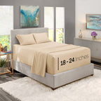 Nestl Extra Deep Pocket Sheets - Fits Mattress 18-24 Inches Deep, Extra Deep Pocket Twin Xl Sheets Sets, 4 Piece Twin Xl Size Sheets, Twin Xl Sheets Deep Pocket, Beige Cream Sheets