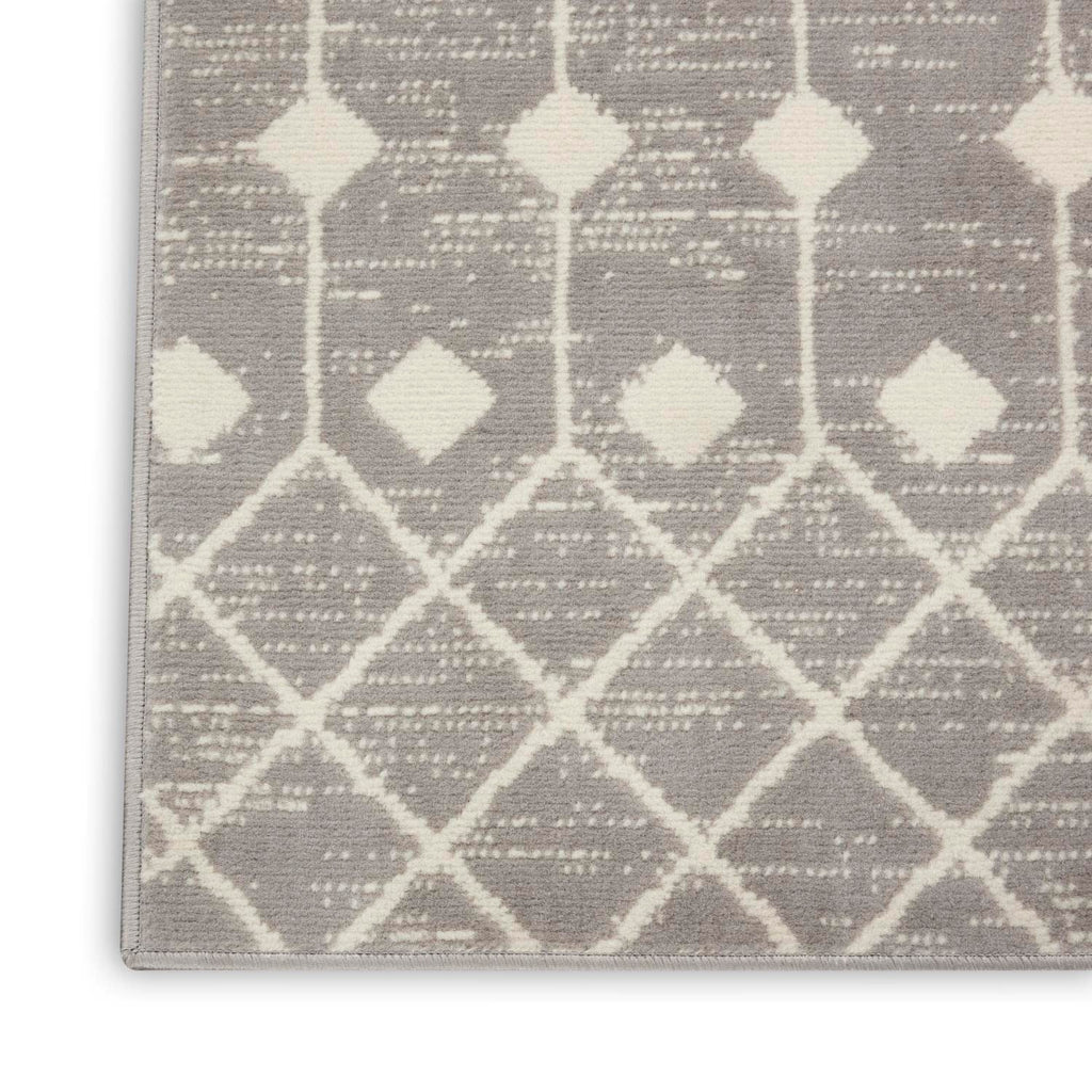 Nourison Grafix Moroccan Grey 2'3' X 7'6' Area Rug, Easy Cleaning, Non Shedding, Bed Room, Living Room, Dining Room, Kitchen (