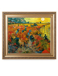 DECORARTS - The Red Vineyards - Vincent Van Gogh. Giclee Print on Canvas with matching Golden-relief Framed Wall Art. Picture Si