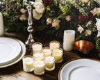 Set Of 4 White Votive Candles, Clear Glass Filled Unscented Soy Wax Candle For Home D  Cor Weddings Spa Holidays Party And Diy