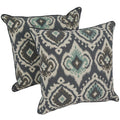 Blazing Needles Corded Printed Throw Pillow, 18", Navy Ogee 2 Count