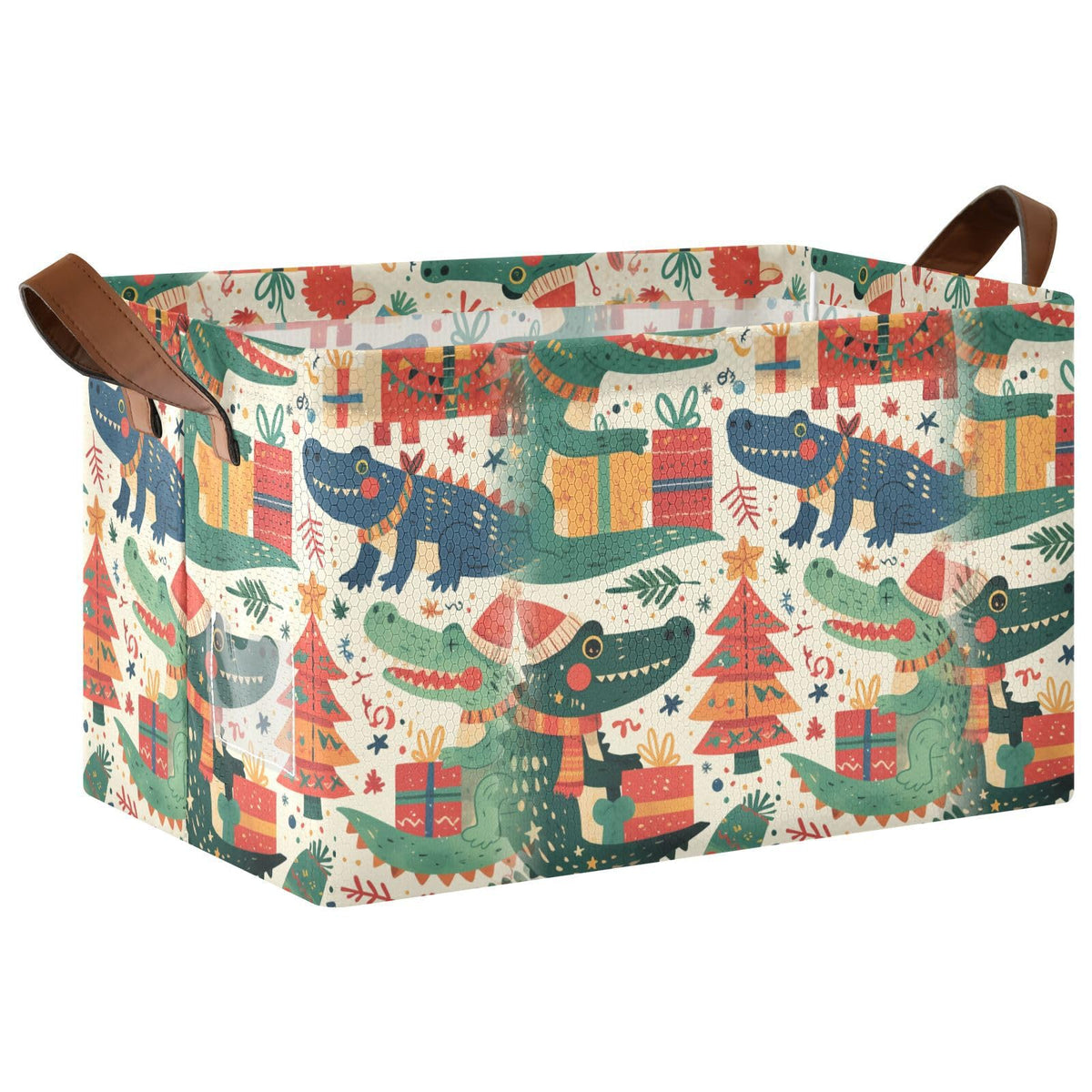 HXshaoye Merry Christmas Lovely Alligator Fabric Storage Baskets Foldable Storage Boxes with Handles Organizing Shelves, Closet,