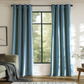 Lazzzy Blackout Velvet Curtains Blue Thermal Insulated Curtains 96 Inch Long Drapes For Bedroom Living Room Darkening Window Treatments Grommet Living Room Curtains Set Of 2 Panels Dark Slate