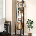 Hzuaneri Ladder Shelf, 7 Tier Narrow Bookshelf with 2 Back Panels