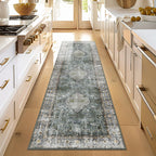 Ashler Runners For Hallways, 2X6 Runner Rugs, Ultra-Thin Boho Rug, Vintage Long Rugs For Entryway, Kitchen, Grey Cya/Earthy Yell