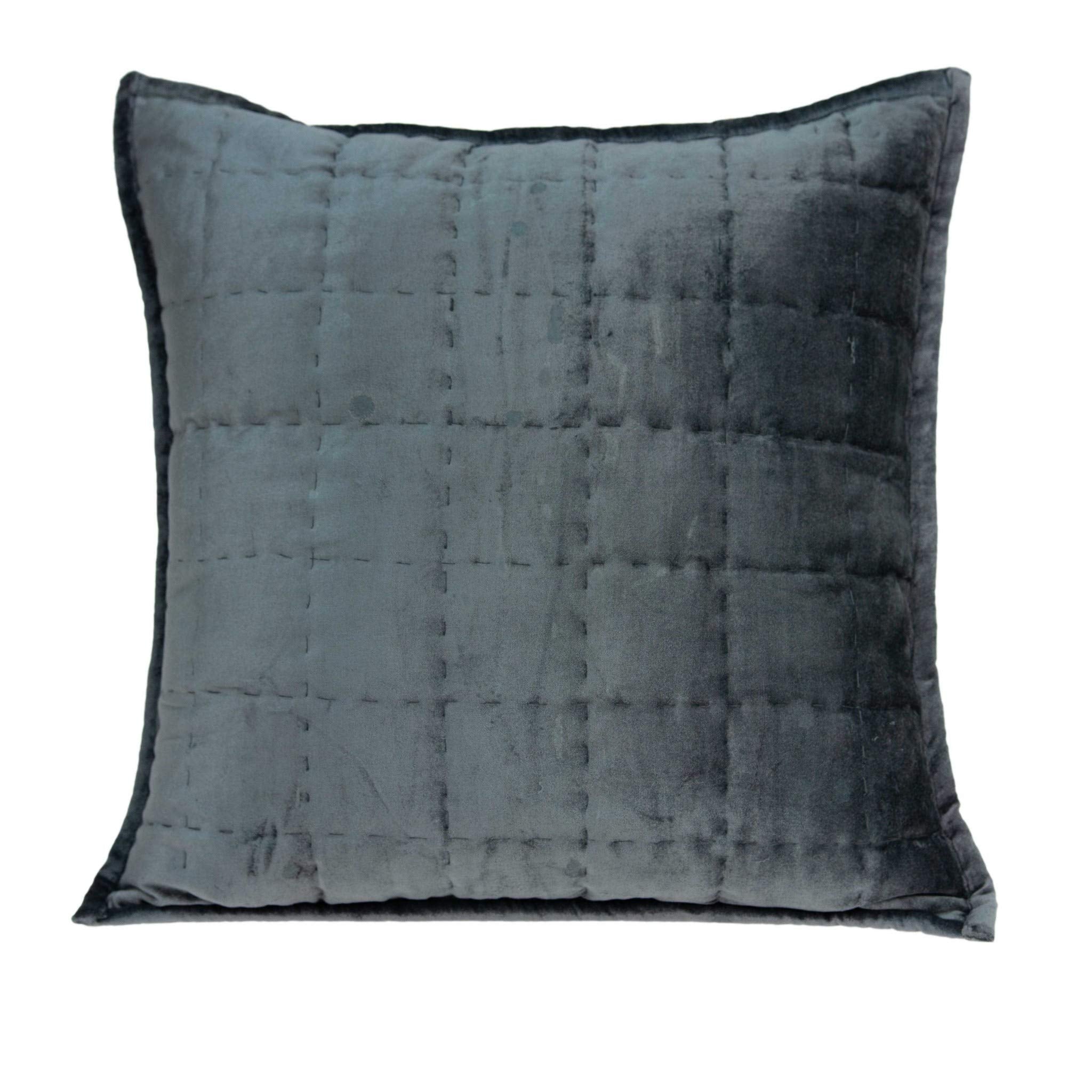 HomeRoots 50% Cotton, 50% Viscose 20' X 7' X 20' Transitional Charcoal Solid Quilted Pillow Cover with Poly Insert